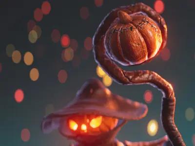 Pumpkin Mage stylized fantasy character  Low-poly 3D model