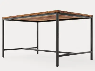 Wilmer Dining Table 140 Cm Wood Black Low-poly 3D model
