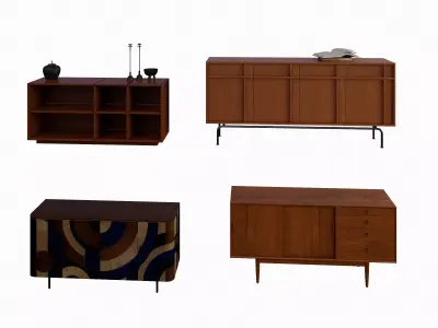 Wooden Furniture Set 3D model