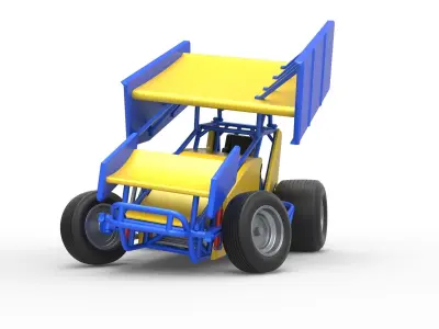 Winged Sprint car while turning Scale 1 to 25 3D print model