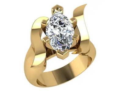 Marquise Solitaire Ring 3858 3D print model