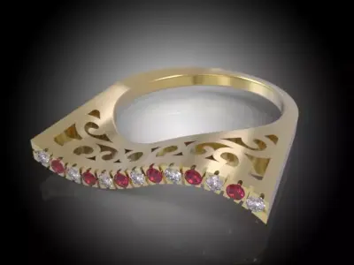 Beauty Sterling Silver Stylish Sail Ring Ornaments and Stones  3D print model