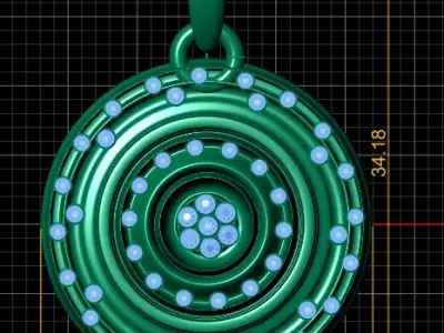 gold circle pendant 3D printable model  3D print model