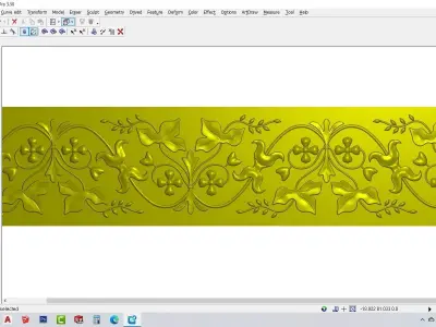 CNC gold-plated sculpted wooden frame pattern 3D model