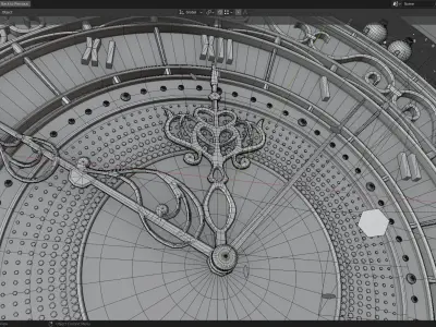 Animated New Year Clock Scene 3D model