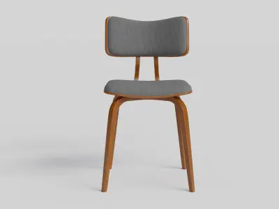 Jaguar Mid-Century Dining Chair Walnut Charcoal 3D model