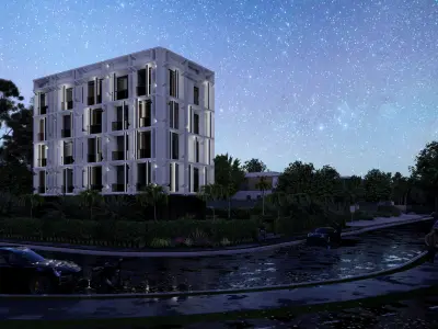 Modern Luxury Apartment Building  3D model