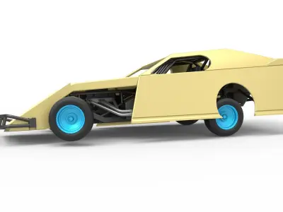 Dirt Modified stock car while turning Scale 1 to 25 3D print model
