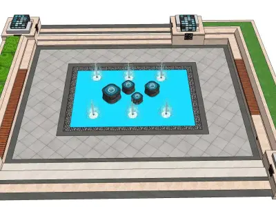 luxury fountain for park sketchup model 3D model