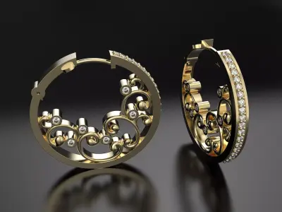 Round beautiful earrings 3D print model