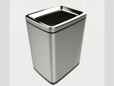 Modern Metal Trash Can Low Poly High Poly 3D model