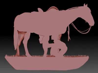Horse and children 3D print model