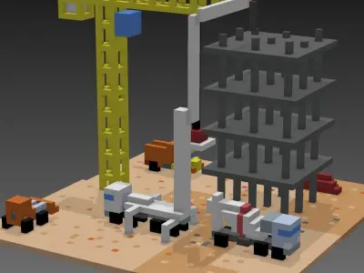 Voxel construction site 3D model