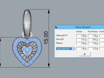 Heart pendant earrings 3D print model