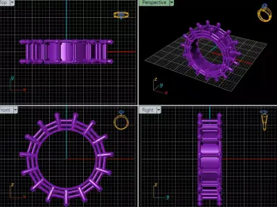 ring rectangular stone 3D print model