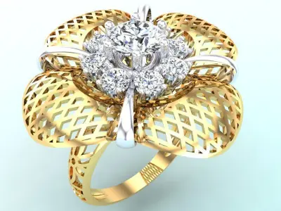  Mesh flower ring - Italian rings - Womens Rings - N6811 3D print model