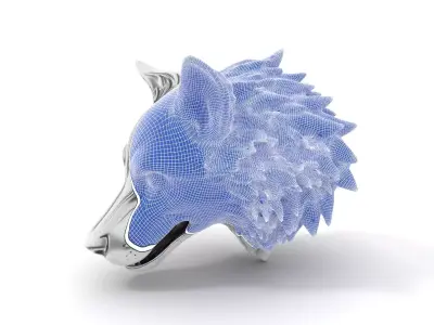 Silver Wolf Sculpture model pack Low-poly 3D model