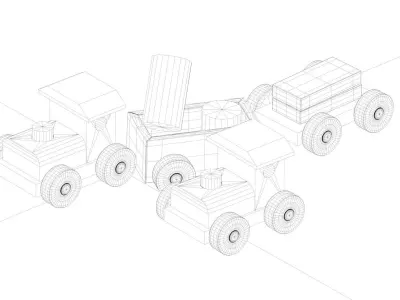 Toy car Building block car Cartoon toy Little train Locomotive 3D model