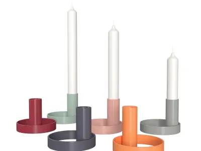 Colorful Candle Holder Set 3D model