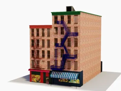 Chicago Brick Building Low-poly 3D model