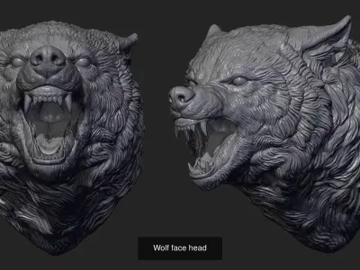 Wolf head colltction 3D Model Collection