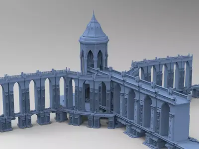 Steampunk Bridge Medieval 1 3D model