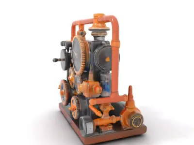 Steampunk Gear Machine model pack Low-poly 3D model