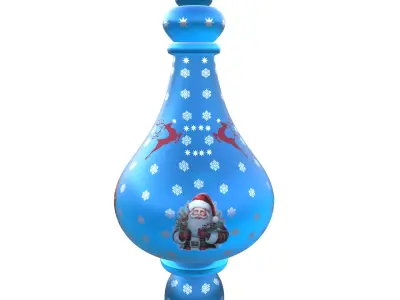 Blue Santa Christmas Glass Ornament Bauble 3D Model PBR Ready Low-poly 3D model