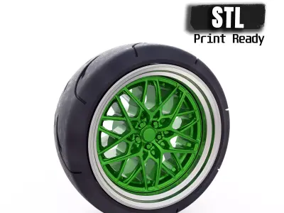 High detail Wheel 3d model STL files for Scaled Tire Rims 3D print model