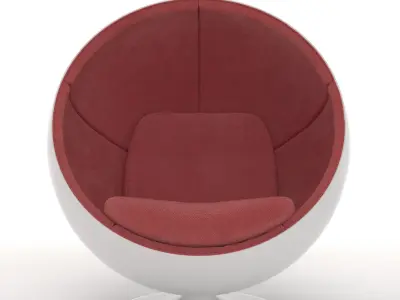 Red and White Ball Chair 3D model