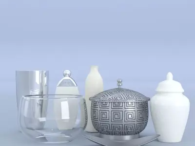 Kitchen Pots Set 3D model
