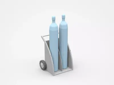 Hand Truck Tool Cart With Industry Parts 3D model