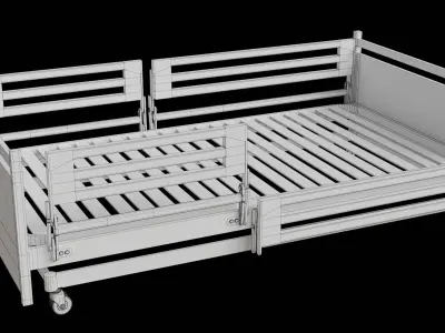 Foldable Mattress Bed Frame Low-poly 3D model