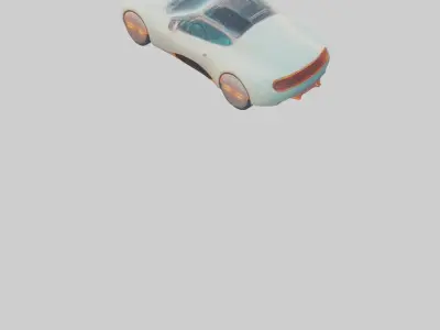 Retro Futuristic Electric Car model 2 Low-poly 3D model