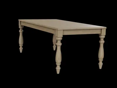 Theodora Dining Table greywashed Pine Low-poly 3D model