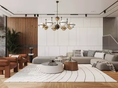 Villa House Modern Interior Scene 3D model