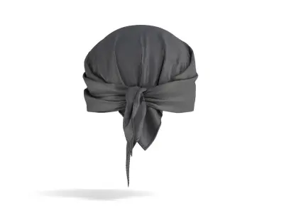 Headwrap Black Bandana - cotton pirate headscarf cap 3D model