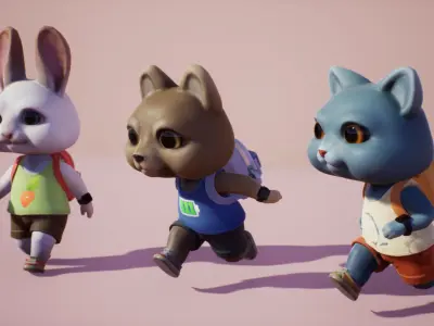 Animals mini Low-poly 3D model