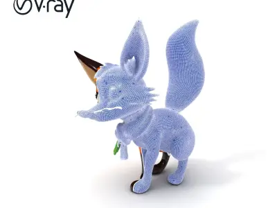 Charming Fox Model Pack with Green Scarf Low-poly 3D model