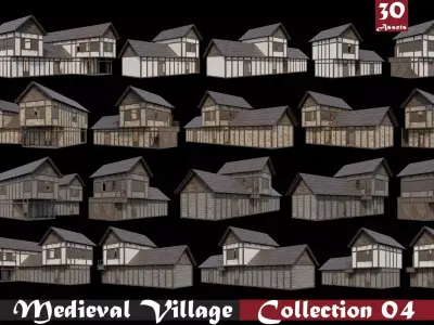 Medieval Village Collection 04 - 4K Textures Game Ready Low-poly 3D model