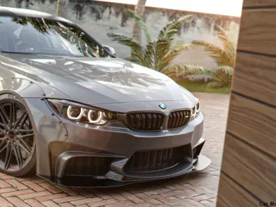 Automotive Render Scene Low-poly 3D model