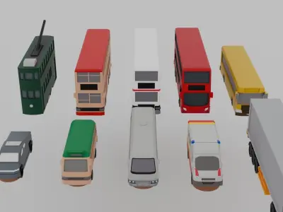 Hong Kong Vehicle Pack  Low-poly 3D model