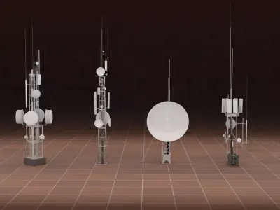 Radio Antenna and Satellite Collection - 6pcs 3D model