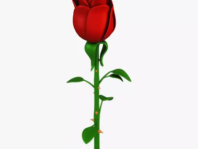 Cartoon Rose Flower v 1 3D model