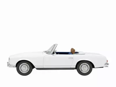 Classic White Convertible Roadster Low-poly 3D model