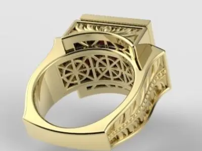 Man garnet ring Free 3D print model