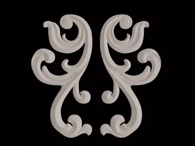 fretwork pair of ornate scrolls 3D model