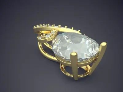 Luxury Brooch With Huge Diamond CAD 4570 3D print model