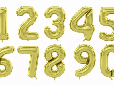 Balloon Numbers Gold Color 3D model