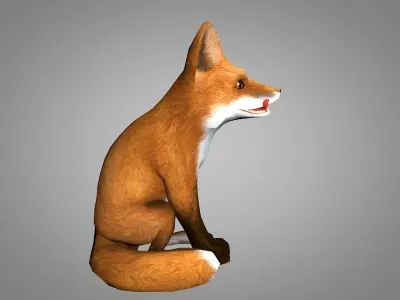 Fox or Foxes Low-poly 3D model